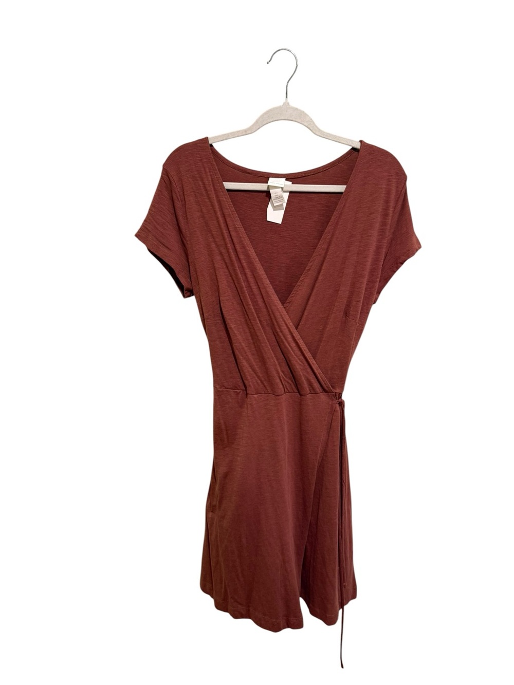 NWT H&M Rust Perfect Blend of Cotton and Modal Wrap Midi Dress - Size Large